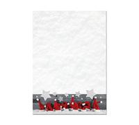 Papel cartas Navidad gorros, 25 unidades: papelería festiva para escribir, tarjeta invitación vintage, hojas decoradas, manualidades scrapbooking, decoración fiestas, rojo blanco DIN A4, 21 x 29,7 cm