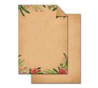 Papel cartas navidad kraft, 50 unidades: papel escribir carta, menú restaurante, tarjeta invitación, manualidades scrapbooking, decoración navideña boda cumpleaños fiesta, marrón DIN A4, 21 x 29,7 cm