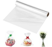 Papel Celofan Transparente 80cm x 30m, Envolver Regalo Grosor 3mil para Bodas Floristerías Cumpleaños Aniversarios Festivales, Rollo Envasar Plástico para Flores,Cestas,Ramo,Fruta,Artesanía,Galletas