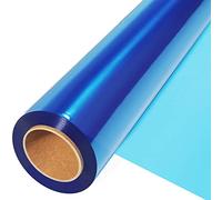 Papel Celofán Transparente Azul 45cm x 30m, Grosor 3 Mil - Rollo de Papel Regalo Transparente Resistente para Embalaje de Regalos, Flores y Manualidades