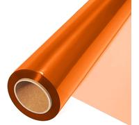 Papel Celofán Transparente Naranja 45cm x 30m, Grosor 3 Mil - Rollo de Papel Regalo Transparente Resistente para Embalaje de Regalos, Flores y Manualidades