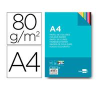 Papel color liderpapel a4 80g/m2 25 colores surtidos paquete de 100 hojas - PC62