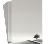 Papel con diseño DIN A4 "Weitblick" - Paisaje tranquilo con árbol y camino - 20 hojas de papel de carta de 120 g para invitaciones, agradecimientos y correo de negocios