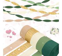 Papel Crepé Colores, 5 Rollos Crepé Artesanía, Cintas Papel Crepé para Decoración, Papel Pinocho Papel Crepe, Serpentinas Papel Crepé para Todo Tipo de Fiestas, Bodas (4.5cm*25m)