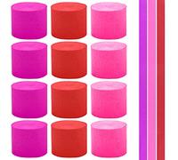 Papel Crepé Pinocho Colores Rojo - 12 Rollos de 25m x 4.5cm para Decoración de Fiestas, Cumpleaños, Bodas y Manualidades DIY