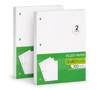 Papel cuadriculado, papel de relleno de hojas sueltas, 8 x 10.5 pulgadas, papel cuadriculado de 4 x 4, hojas sueltas perforadas de 3 agujeros para carpetas de 3 anillas, 100 hojas por paquete (paquete