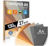 Papel de arcilla 27 hojas de papel de impresora A4 130g natural, amarillo, sol, arena, marrón, ocre - PREMIUM - Sin imprimir para postales, cartas, Hojas de 21x29 cm, manualidades