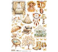 Papel de arroz A4 ScrapLove - álbum de recortes decoupage - primavera amarilla 3 primavera magnolia invernadero mujer