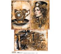 Papel de arroz A4 ScrapLove - scrapbooking decoupage - Steampunk Travel Journal 1 taza coche mujer