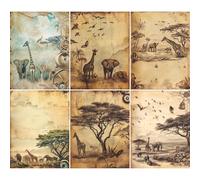 Papel de arroz africano Savannah, 20 x 26,5 cm (6 hojas) - 6 papeles de decoupage para collage, medios mixtos, fabricación de tarjetas y manualidades, decoupage por CRAFT KREATIVELY