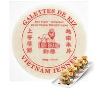 Papel de Arroz Comestible, Wafer Paper, Obleas de Arroz, Banh trang, Apto para Rollitos, Dumplings, Recetas Dulces, Saladas, para Freír, al Vapor, 400 Gramos, Sin gluten, Tamaño 18 cm