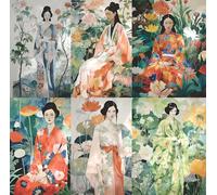 Papel de arroz Damas Japonesas, 20 x 26,6cm (6pc) - 6 Diseños para Scrapbooking Tarjetas Manualidades, Decoupage by CRAFT KREATIVELY