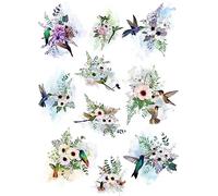 Papel de arroz de colibrí, 29,21 x 40,64 cm, 10 imágenes únicas impresas en papel de morera de 36 g/m², fibras visibles para decoupage, muebles, renovación y manualidades.