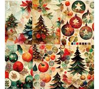Papel de arroz de morera para collage de Navidad, 20,32 x 26,67 cm, 6 imágenes de papel de morera impresas únicas de 30 g/m², fibras visibles para decoupage, manualidades, collage de medios mixtos