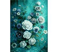 Papel de arroz floral verde azulado, 11.5 x 16 pulgadas (A3+), diseño de papel de decoupage para muebles, medios mixtos, tarjetas y manualidades, decoupage CRAFT KREATIVELY