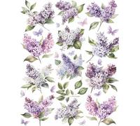 Papel de arroz Flores Lilas, 29 x 34cm (1pc) - para Muebles Póster Decoupage by CRAFT KREATIVELY