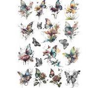 Papel de arroz Mariposas florales, 29 x 40cm (1pc) - para Muebles Póster Decoupage by CRAFT KREATIVELY