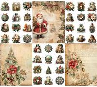 Papel de arroz Navideño Vintage, 20 x 26,6cm (6pc) - 6 Diseños para Scrapbooking Tarjetas Manualidades, Decoupage by CRAFT KREATIVELY