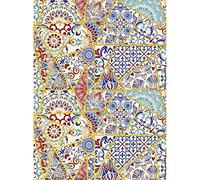 Papel de Arroz Oro Cadence Ethnic 30x41 cm Tonos Azules y Verdes