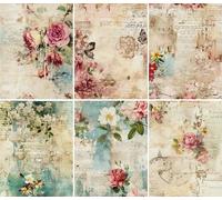 Papel de arroz Papel Pintado Vintage, 20 x 26,6cm (6pc) - 6 Diseños para Scrapbooking Tarjetas Manualidades, Decoupage by CRAFT KREATIVELY