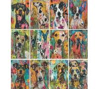 Papel de arroz Perros Abstractos, 20 x 26,6cm (6pc) - 6 Diseños para Scrapbooking Tarjetas Manualidades, Decoupage by CRAFT KREATIVELY