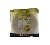 Papel de arroz redondo 22 cm para rollitos vietnamitas y nems 500 g aprox. 45-50 hojas sin gluten obleas para rollitos frescos fritos al vapor cocina asiática