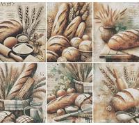 Papel de arroz Tema de Pan, 20 x 26,6cm (6pc) - 6 Diseños para Scrapbooking Tarjetas Manualidades, Decoupage by CRAFT KREATIVELY