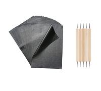 Papel de Carbón,100 Hojas Negro Papel Transferde Papel de Calco con 5 Pcs Styluses de Relieve para Madera,Papel,Cerámica