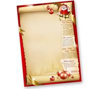Papel de carta Santa Claus, ambos lados (50 hojas), papel de carta con villancicos en la parte posterior para Navidad