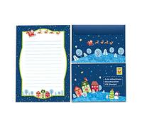 Papel de carta suave para niños, juego de cartas de Papá Noel, bloc de notas de deseos A5 con 25 hojas y 15 sobres.