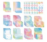 Papel de carta y sobres de acuarela, TOATELU 1 juego de 160 unidades, 22,5 × 15,5 × 2,2 cm, papel de carta con sobre pastel, bonito juego de papel de carta para suministros de oficina, artículos de
