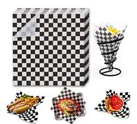 Papel de cera a cuadros, resistente a la grasa, papel de sándwich a cuadros, para sándwich, comida rápida, aperitivos, pan, hamburguesas, 100 hojas