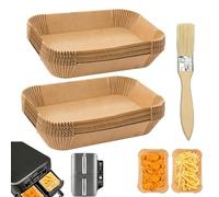 Papel de cocción ecológico para doble freidora de aire, 150 hojas, tamaño 22 x 14 cm, compatible con Ninja Dual y otros modelos, resistente al aceite y al calor, sin BPA, biodegradable