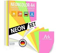 Papel de Colores A4 - MEGA Set de Manualidades - 200 Hojas de Papel de 7 Colores, Manualidades Premium 80g/m² ARCO IRIS - de Origami, Accesorios DIY de Colores & Kits para Niños, FABRICADO EN ALEMANIA