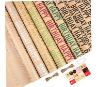 Papel de envoltura de cumpleaños Roll Happy Birthding Paper 7 Hojas 7 Retro Birthday Gift Wrap Decorative Clear Print Birthing Paper 27.6x19.7in