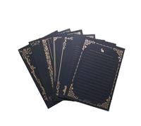 Papel de escritura de 80 hojas, color negro, de 5 3/4 x 8 1/4 pulgadas, de encaje dorado, con líneas, papel de letras para oficina, hogar, invitaciones de boda o carta de amor, 8 patrones diferentes