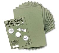 Papel de estraza vintage, DIN A5, 21 x 14,8 cm, 250 g/m² de papel reciclado marrón natural, 100% ecológico, color verde 75 Bogen