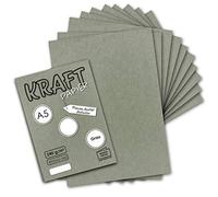 Papel de estraza vintage, DIN A5, 21 x 14,8 cm, 250 g/m² de papel reciclado marrón natural, 100% ecológico, color gris 50 Bogen