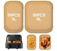 Papel de horno para freidora de aire caliente 6 L + 3 L combinatorio para Philips Airfryer Dual Basket 3000/5000 Series Compatibilidad Tefal Doble Cámara 5,2/3,1L 100 unidades Airfryer