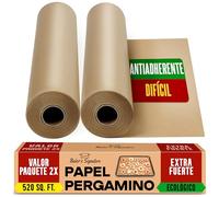 Papel de Horno para Hornear - Papel Horno Rollo 2 Piezas de 38cm x 64m con Cortador, Papel Vegetal Horno para Hornear, Cocinar, Asar a la Parrilla, Vapor y Freidora de Aire por Baker's Signature