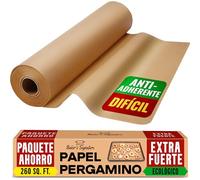 Papel de Horno Sin Blanquear - Papel Horno Rollo de 38cm x 64m con Cortador, Papel Vegetal Horno para Hornear, Cocinar, Asar a la Parrilla, Vapor y Freidora de Aire por Baker's Signature