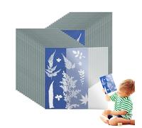 Papel De Impresión Solar - 32 Hojas Kit De Cianotipo A5, Panel Acrílico, Material Duradero, Plano Reactivo De Luz | DIY Nature Impresión Para Niños Adultos Art Craft School School Blue