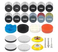 Papel de Lija de 75 mm con Velcro, 133 Piezas, Lijas Pulir Faros para Uso en Seco y en Húmedo, Malla de Lijado para Dremel, Accesorios de Lijado para Destornilladores a Batería, Juego de Accesorios de
