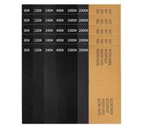 Papel de lija impermeable de grano múltiple 60-2000, papel de lija de larga durabilidad para joyería, metal, madera, proyectos de acabado, hojas de lija abrasivas impermeables