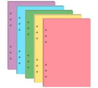 Papel de línea colorida para carpetas A5, 100 hojas/200 páginas, recambios de línea de papel de hojas sueltas, por color, 20 hojas, 6 agujeros, 5.8 x 8.5 pulgadas