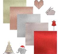 Papel de Origami Paper plegable Brillantes 50 Hojas en 5 colores 15 x 15 cm 120~150 g/m² plegado cuadrado de una sola cara Papel de Papiroflexia para Proyectos de Arte, Manualidades y Decoración