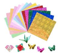 Papel de Origami Vivid de Doble Cara - 100 Hojas de Papel Cuadrado de Colores arcoíris, Ideal para proyectos de DIY y Origami, fácil de Plegar, 100 Colores