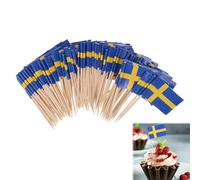 Papel de Palillo de Dientes de Bandera Sueca,Palillo de Dientes de Bandera Sueca,Bandera de Suecia,Etiqueta de Mini Comida Bandera Nacional,Etiqueta de Queso de Pastelito,Sándwich,Fruta,Cóctel,100 Pcs