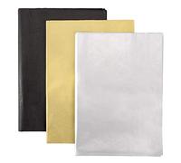 Papel de papel de seda metálico, grande de 50,8 x 71,1 cm para el hogar, la cocina, las botellas de vino, manualidades de arte, 60 hojas, dorado, plateado y negro