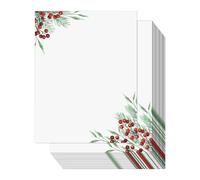 Papel de papelería navideño, 50 hojas con bordes festivos | Papel de carta festivo para tarjetas de felicitación, invitaciones, notas, álbumes de recortes, de boda, decoración del hogar